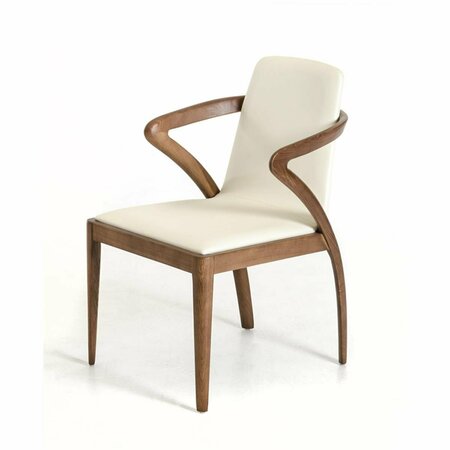 GFANCY FIXTURES Modern Dining Chair - Walnut & Cream GF2479138